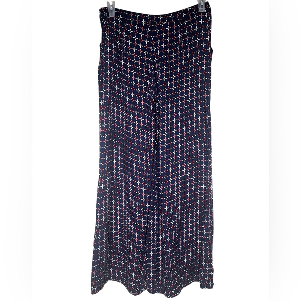 Anthropology Cartonnier navy rayon wide leg palazzo pants with geometric print - Picture 3 of 11